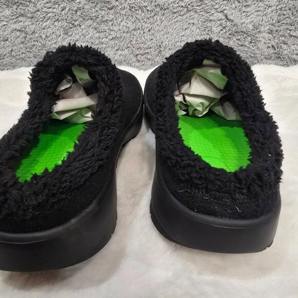 Oofos Oocoozie Men's Black Mule Slide Vegan Sherpa Fuzzy Sizwa New Recovery - Picture 5 of 11